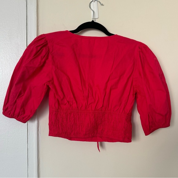 Sim & Sam Bright Pink Puff Sleeve Crop Top - Picture 7 of 8